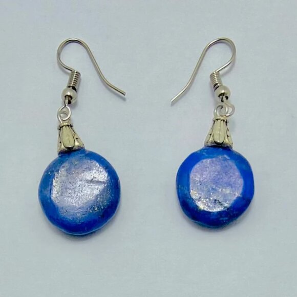 Lapis Earrings, Handmade Light Weight Dangle Earrings, Lapis Lazuli Earrings - Picture 4 of 9